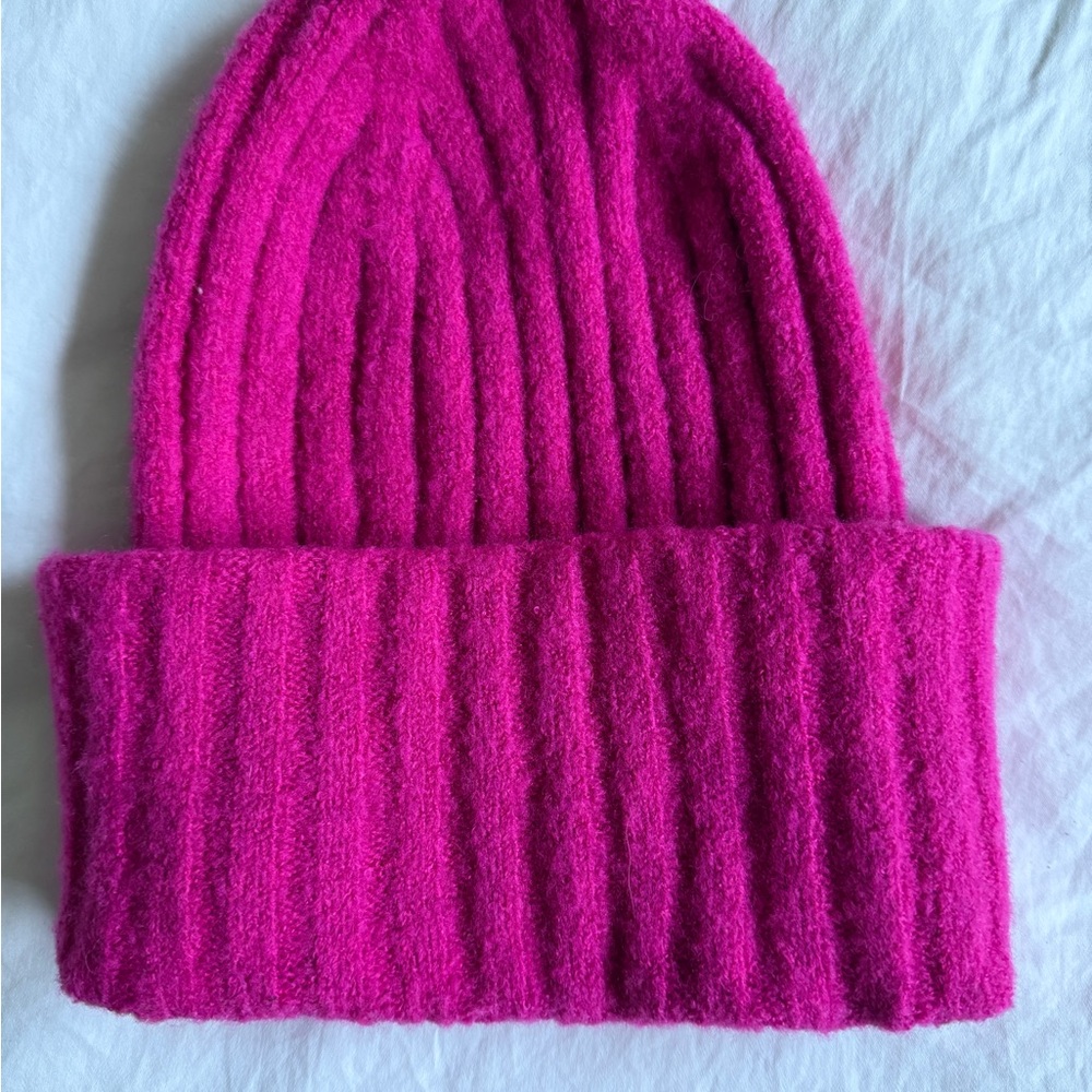 Vibrant Pink Ribbed Beanie